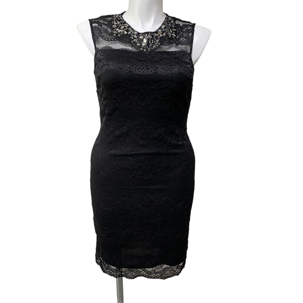Scarlett Black Stretch Lace Bodycon Party Cocktail Dress Sz 12P